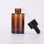 Hot Selling 30ml Empty Amber Flat Shoulder Essential Oil Glass Dropper Bottle with Black Cap