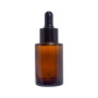 Hot Selling 30ml Empty Amber Flat Shoulder Essential Oil Glass Dropper Bottle with Black Cap