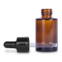Hot Selling 30ml Empty Amber Flat Shoulder Essential Oil Glass Dropper Bottle with Black Cap