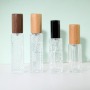 New Design 10ml Clear Square Glass Spray Bottles Wood Cap Travel Size Empty Refillable Perfume Containers for Skin Care Serum