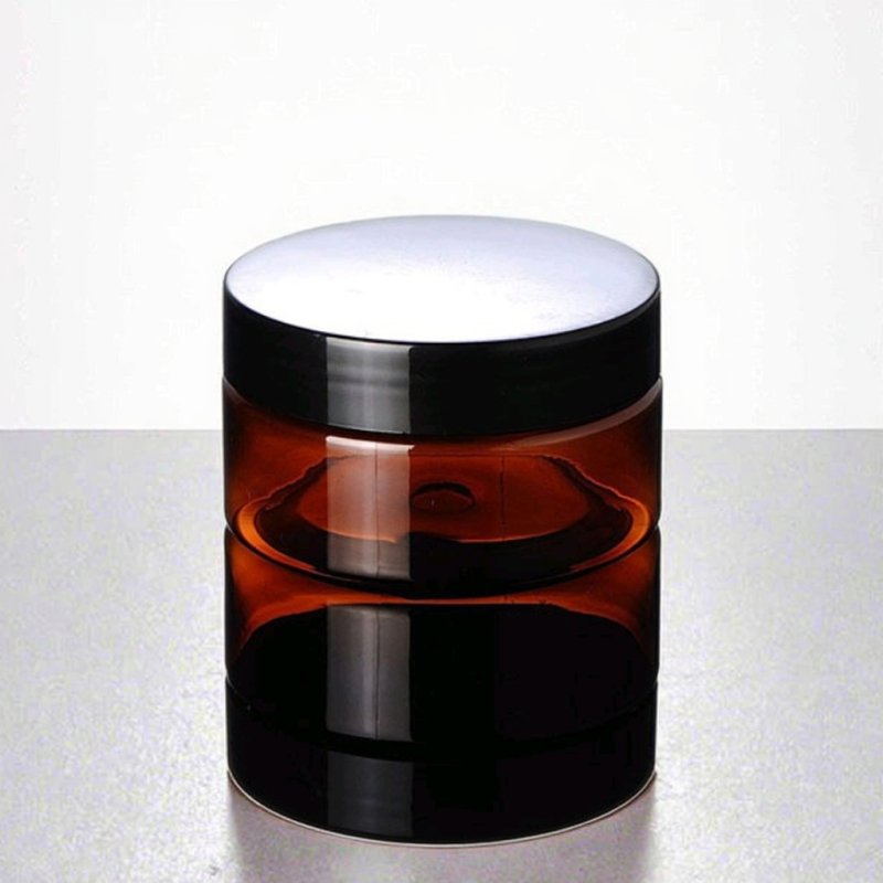 New 100g Amber PET Plastic Skin Care Packaging Jar with Lid for Face Cream Cosmetics