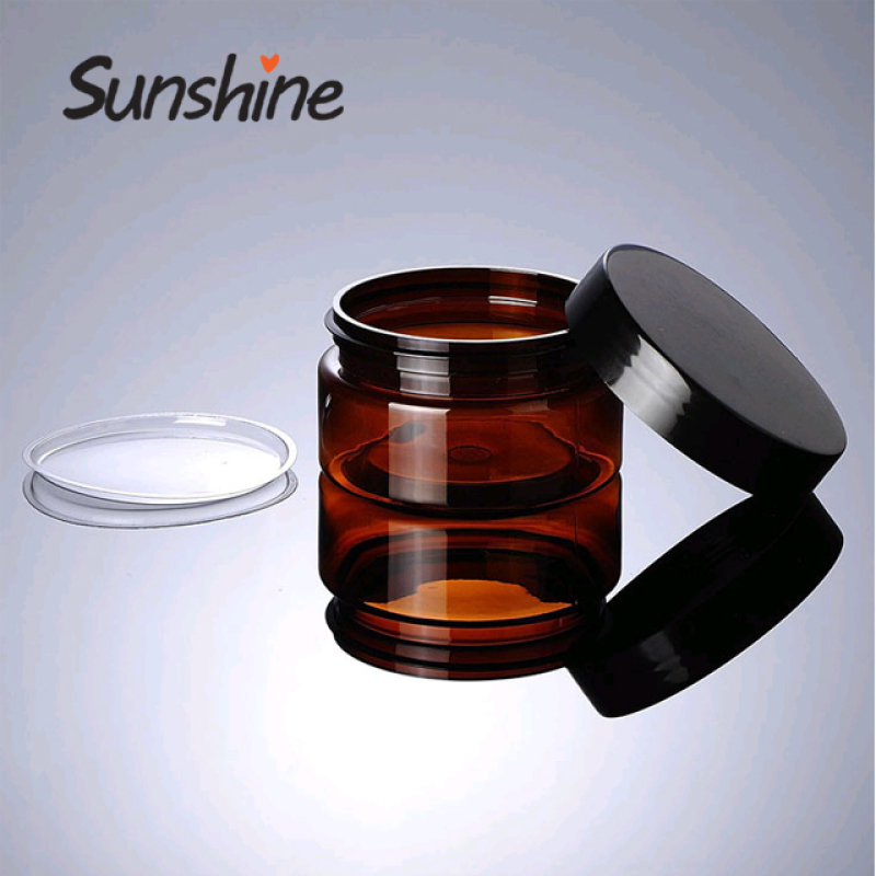 New 100g Amber PET Plastic Skin Care Packaging Jar with Lid for Face Cream Cosmetics