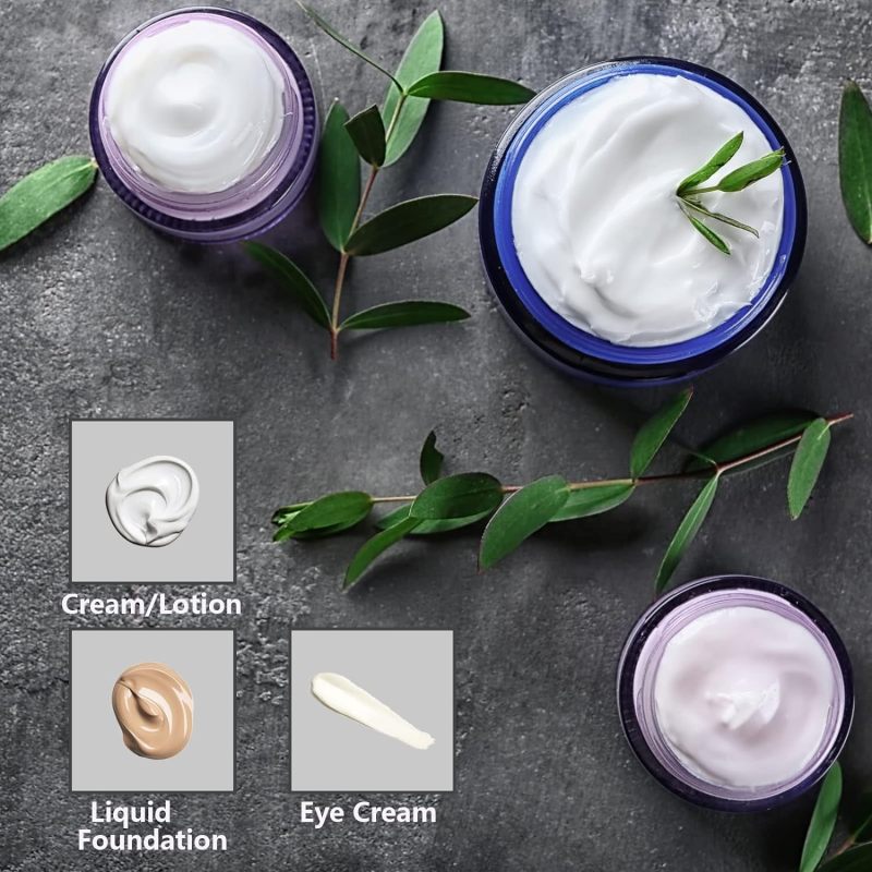 1 oz Round Cobalt Blue Glass Cream Jars Empty Refillable Cosmetic Container Plastic Cap for Face Masks Salve Lotion Ointment
