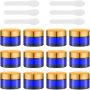 1 oz Round Cobalt Blue Glass Cream Jars Empty Refillable Cosmetic Container Plastic Cap for Face Masks Salve Lotion Ointment