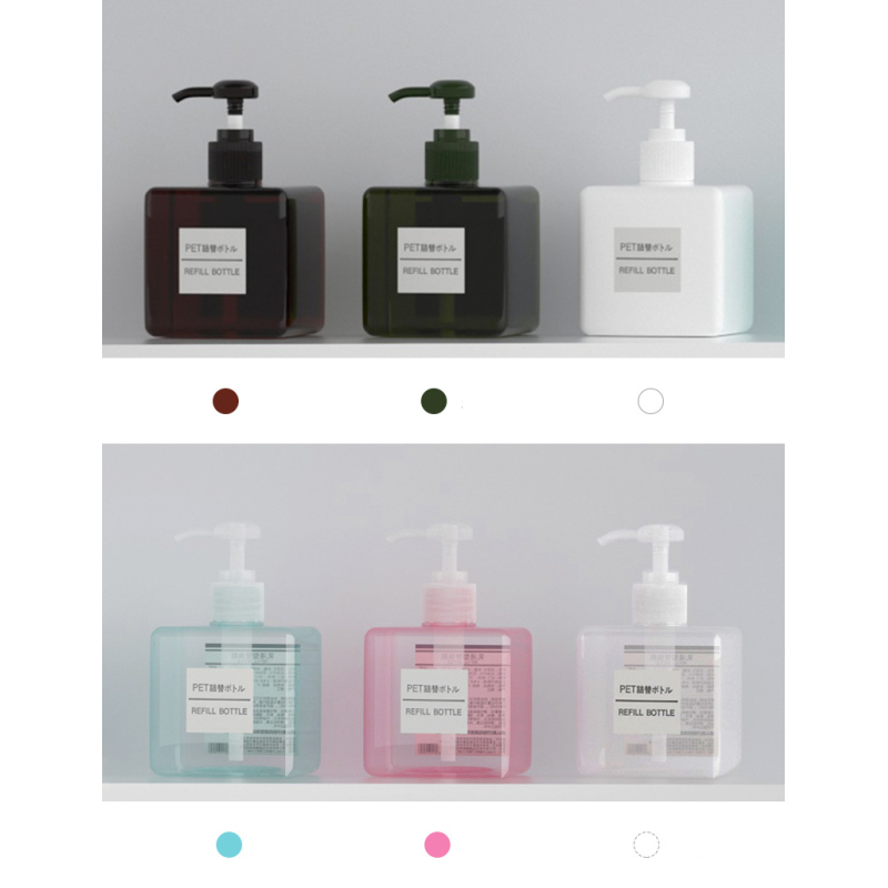 Customization 250ML square Lotion Bottles With Squeeze Pump Empty Plastic Container in clear Green Brown  pink