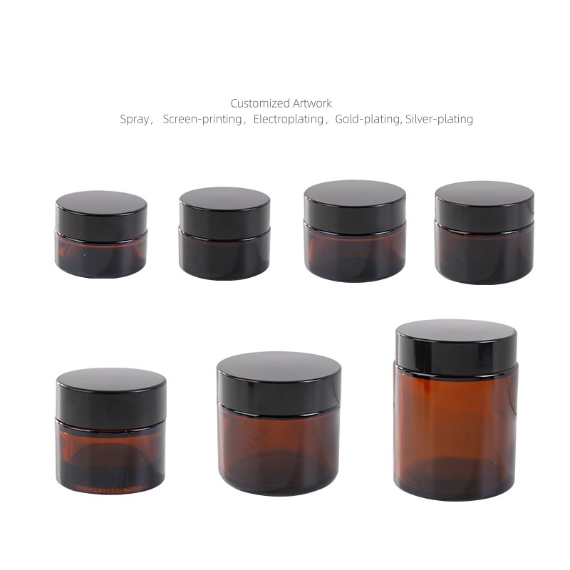 Hot Selling Low Price Wholesale Luxury Glass Jars Amber Glass Jars with Lids for Cosmetic
