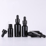 High Quality Empty Refillable Black Glass Essential Oil Dropper Bottle Cylinder Sizes 5ml 10ml 15ml 50ml for Skin Care Serum