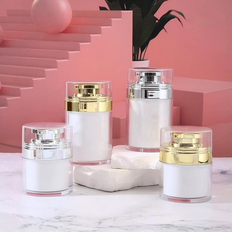 Luxury Acrylic Airless Jar with Gold/Silver Pump 30g & 50g Sizes for Personal Care Cosmetic Use