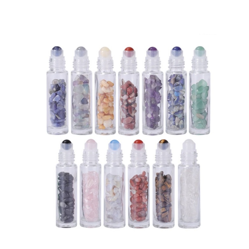 Essential Oil Bottle Luxury Bamboo Cover Roll on Bottle 10ml Crystal Jade Ball Glass Oil Perfume Bottle