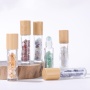 Essential Oil Bottle Luxury Bamboo Cover Roll on Bottle 10ml Crystal Jade Ball Glass Oil Perfume Bottle