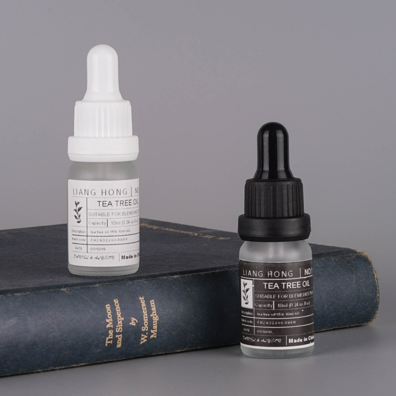 10ml Frosted Essential Oil Glass Bottle for Skincare Product With Dropper Cap in Black and White