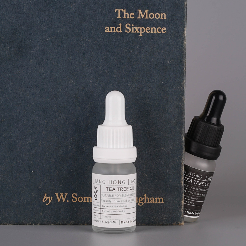 10ml Frosted Essential Oil Glass Bottle for Skincare Product With Dropper Cap in Black and White