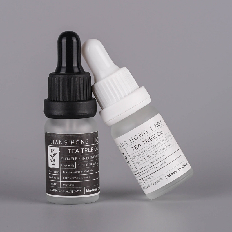 10ml Frosted Essential Oil Glass Bottle for Skincare Product With Dropper Cap in Black and White
