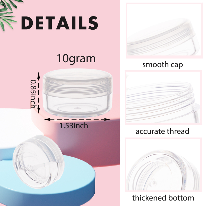 Cream Jar 10g Clear Black Blue Pink Plastic Mini Empty Powder Jar Facial Sample Cream Container Plastic Cosmetic Jars