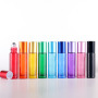 New Design 10ml Cosmetic Oil Red Green pink Glass Roll on Bottles rainbow Color Skincare Essential Oil Roller Bottle