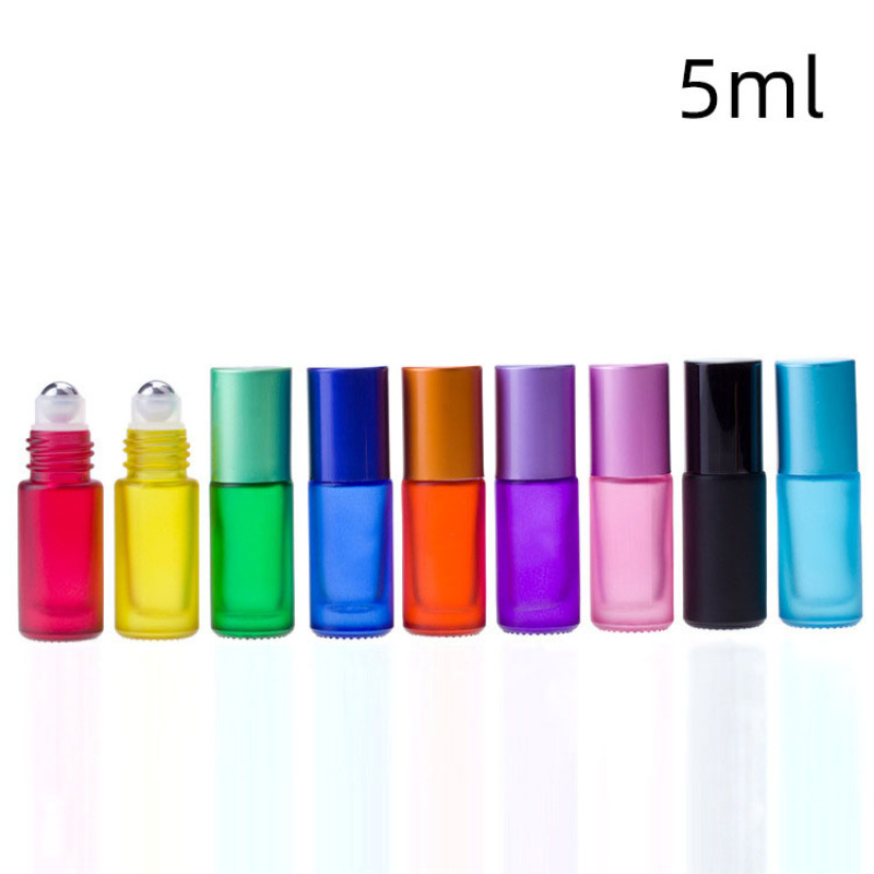 New Design 10ml Cosmetic Oil Red Green pink Glass Roll on Bottles rainbow Color Skincare Essential Oil Roller Bottle
