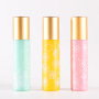 Fancy Pattern Printed Cosmetic Perfume 10 ml Printed Red Yellow Green Blue Glass Roller Bottles with Aluminum Cap