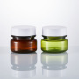 Wholesale Stock Products 30ml Cosmetic Plastic Amber Green Cream Jar With White Black Lid