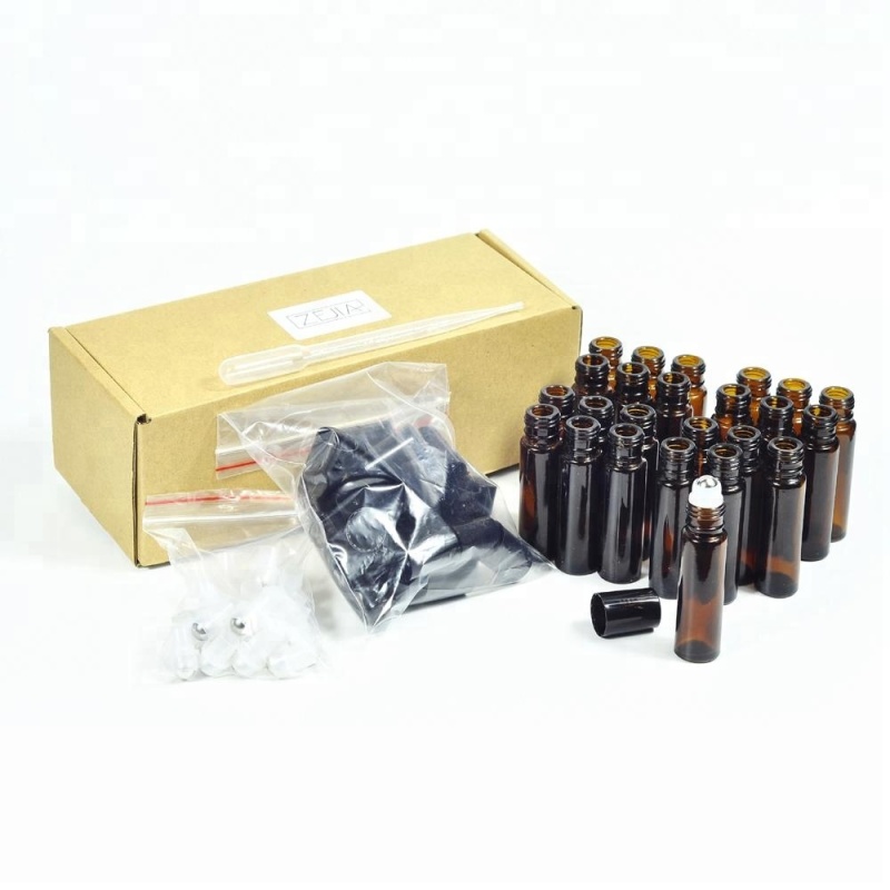 2ml 3ml 5ml 10ml Amber Glass Roller Bottles Roll-on Sealing Type for Perfume Essential Oils Cosmetic Jars Empty Bal on Bottles