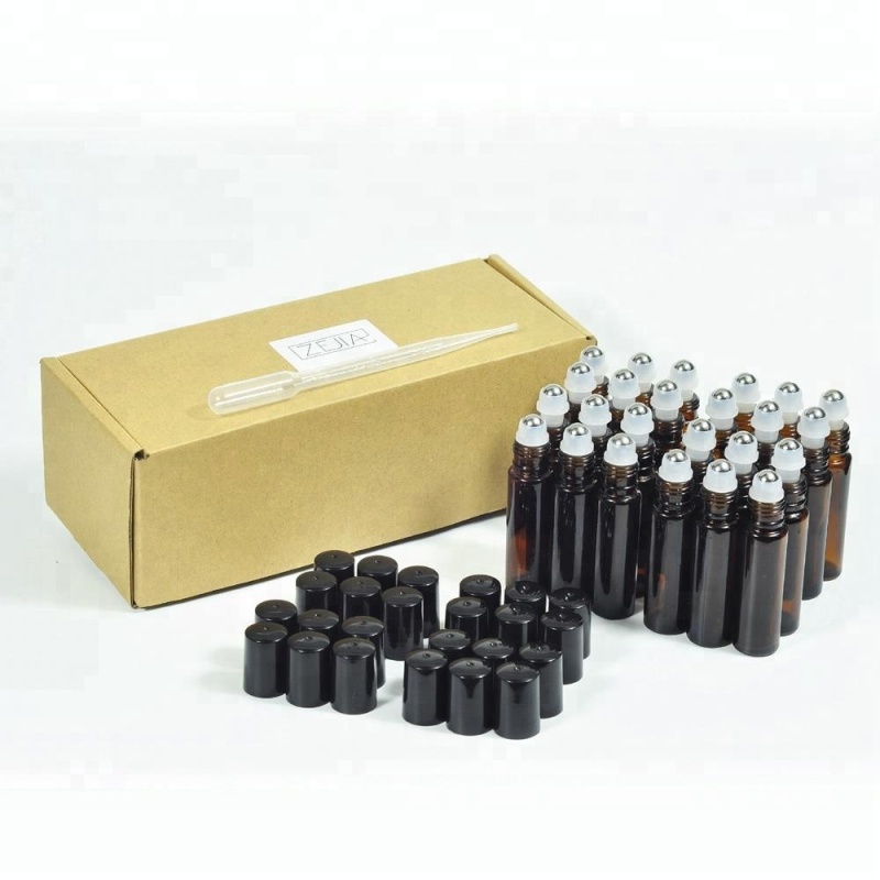 2ml 3ml 5ml 10ml Amber Glass Roller Bottles Roll-on Sealing Type for Perfume Essential Oils Cosmetic Jars Empty Bal on Bottles