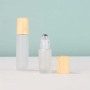 High Quality Essential Oil Bottle Glass Roller Bottles  Frosted Glass Bottle Wood Grain Lid