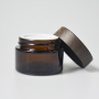 Amber Glass Jar Brown Color Empty Cream Jars Amber Glass Cosmetic Jars Night Cream Jar with Bamboo Color Lids
