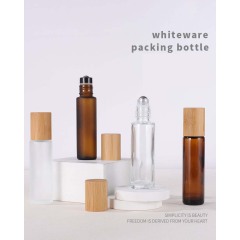 New Type Round Amber Clear Frosted Matte Amber Glass Essential Oils 10ml 15 ml Roll on Bottle With Bamboo Lid