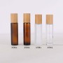 New Type Round Amber Clear Frosted Matte Amber Glass Essential Oils 10ml 15 ml Roll on Bottle With Bamboo Lid
