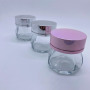 Customized Octagonal clear Body Cream Jar 100ml Big Jar Glass Container with Silver pink Cap