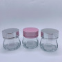 Customized Octagonal clear Body Cream Jar 100ml Big Jar Glass Container with Silver pink Cap
