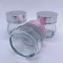 Customized Octagonal clear Body Cream Jar 100ml Big Jar Glass Container with Silver pink Cap