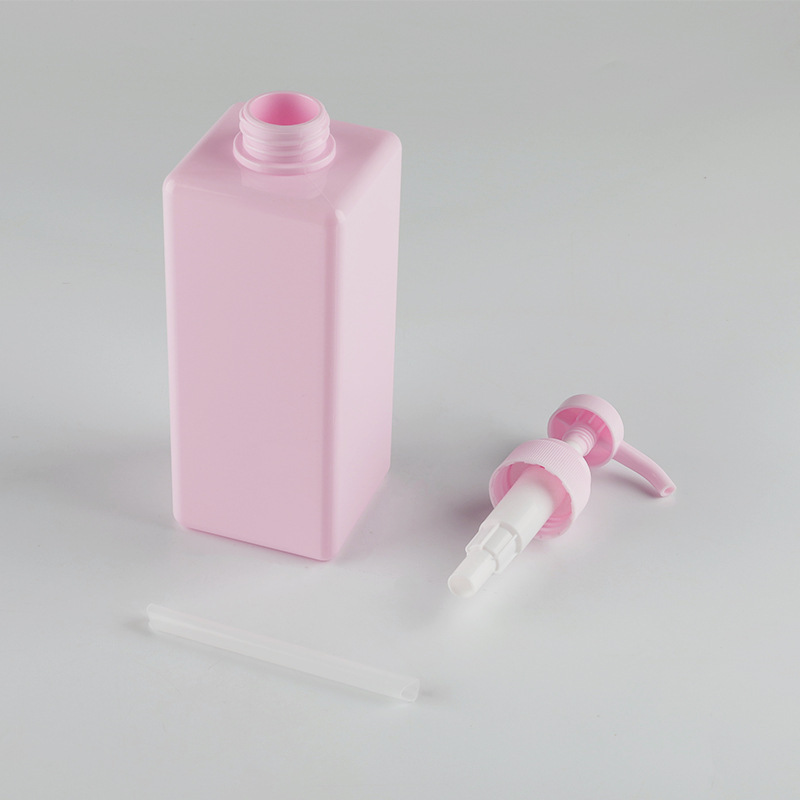 High Capacity Skincare Containers and Packaging PETG pink Cosmetic square Bottles 650ml Plastic Shampoo Bottle