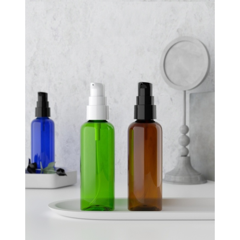 Luxury 100ml PET Plastic Skin Care Packaging Round Shoulder Dispenser Bottle with Screw Cap Elegant Luxury Lotion Bottle