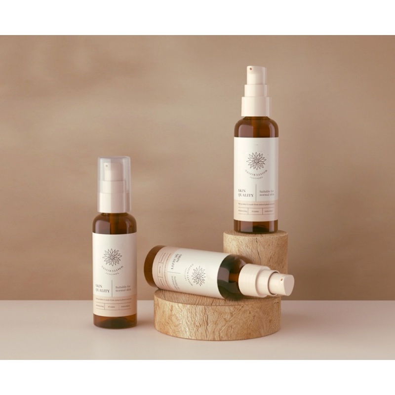 Luxury 100ml PET Plastic Skin Care Packaging Round Shoulder Dispenser Bottle with Screw Cap Elegant Luxury Lotion Bottle