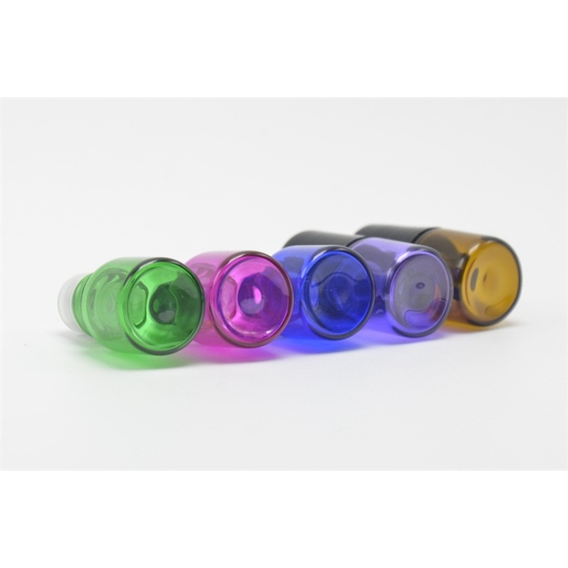 Recyclable 1ml Colored Mini Roller Bottles for Essential Oil Skin Care Cream Sample Glass Dropper Screen Printing Cheap 100pcs