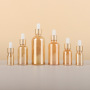 Wholesale Golden Glass Dropper Bottles 5ml 10ml 15ml 30ml 50ml 100ml Essential Oil Packaging with Matte Gold Cap