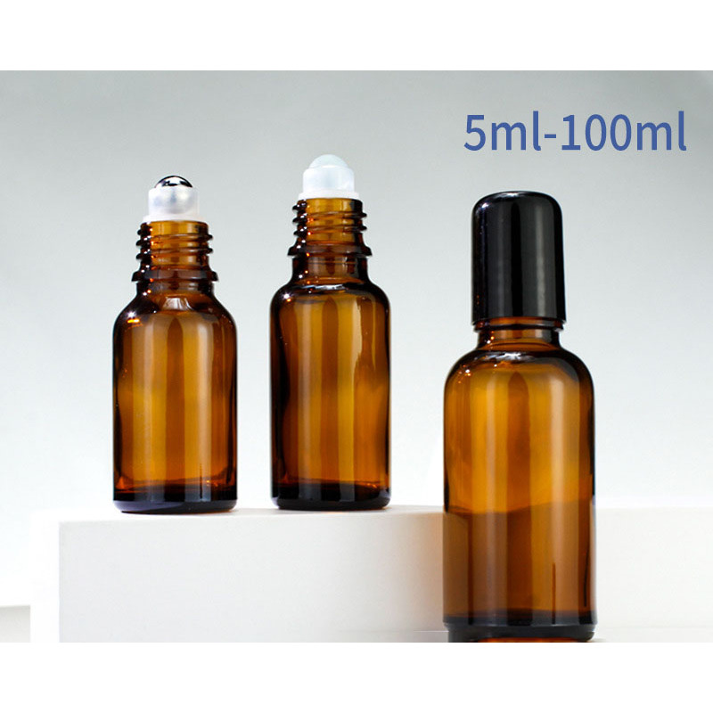 Skincare Packaging 5ml 10ml 15ml Amber Essential Oil Bottle Glass 30ml Roll on Bottle 50ml Roller Bottles for Essential Oils
