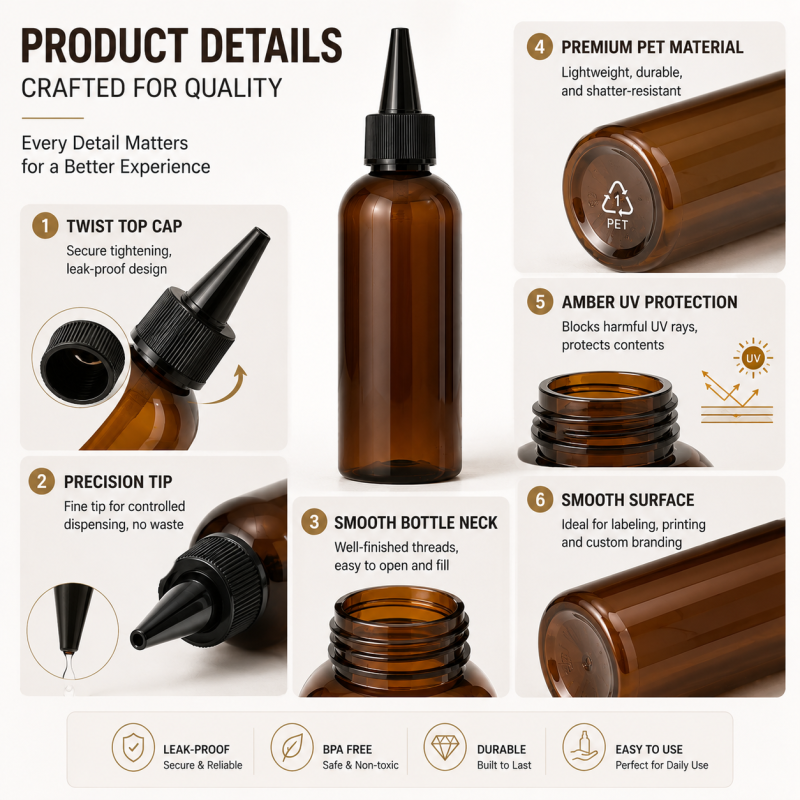 Empty Cosmetic Pet 120ml 150ml 100ml Plastic Bottle Hair Dye Squeeze Bottles for Hair Oil with Twist Top Cap