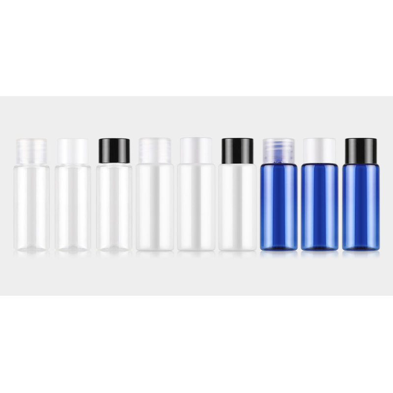 20ml Flat Shoulders PET Plastic Sample Bottle for Skin Care Serum or Facial Cleanser Easy Open End Cosmetic Packaging