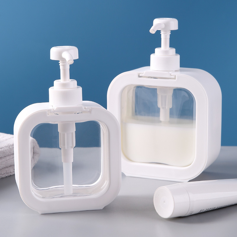 300ml 500ml Refillable Square Cosmetic Dispenser Bottle Hand Wash Soap Plastic Bottles Body Lotion Bottle with Pump