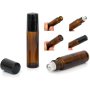 10ml Clear Blue Amber Glass Roll-on Bottles with Roller Stainless Steel for Ball Essential Oil Perfume