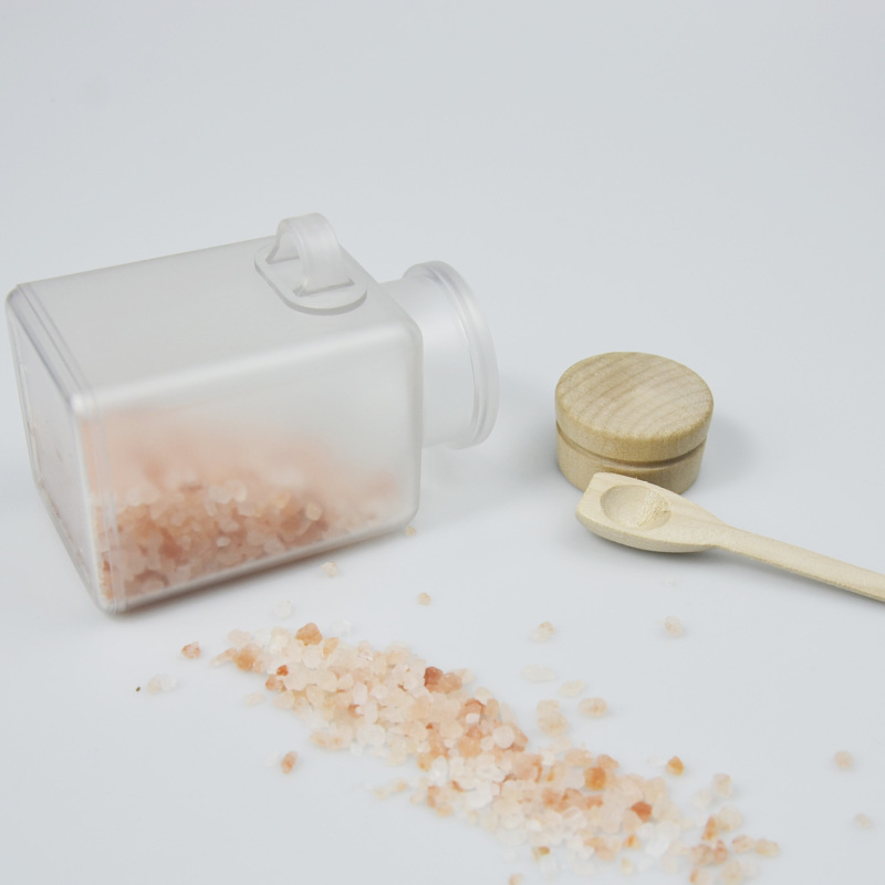 Wholesale Frosted Clear Empty Square Shape 100g/200g Bath Salts Jar Container Recyclable Cosmetic Body Scrub Plastic Skin Care