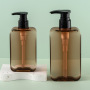Luxury 200ml 300ml Square Amber Plastic Lotion Pump Bottle Shampoo Bottle  Shower Gel Bottle