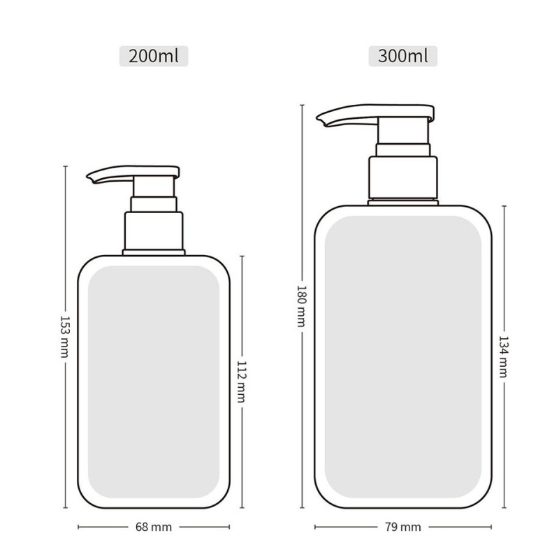 Luxury 200ml 300ml Square Amber Plastic Lotion Pump Bottle Shampoo Bottle  Shower Gel Bottle