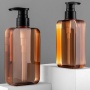 Luxury 200ml 300ml Square Amber Plastic Lotion Pump Bottle Shampoo Bottle  Shower Gel Bottle