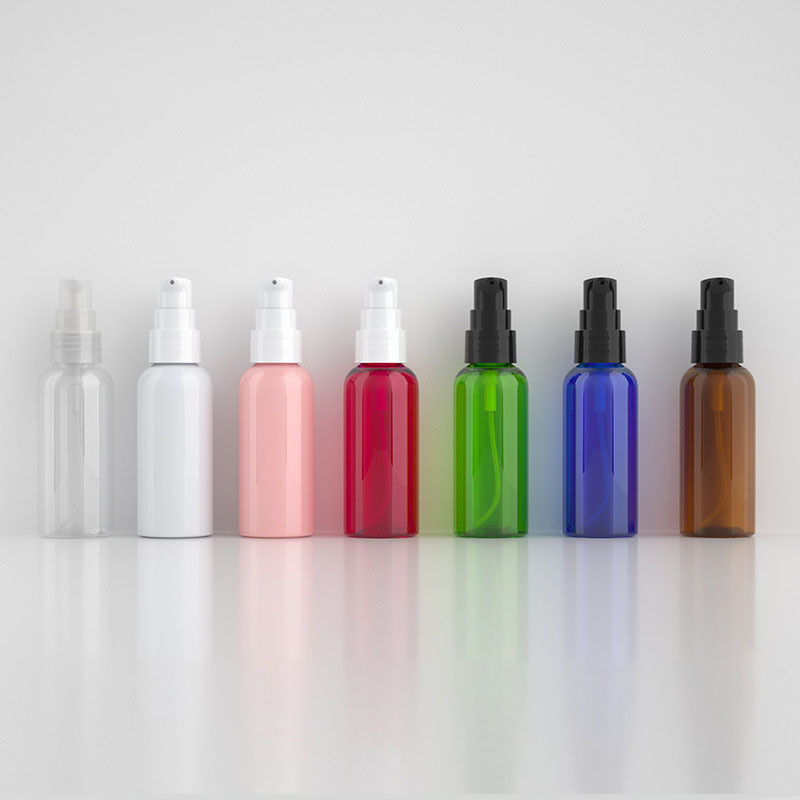 Custom clear PET Bottle with Pump Cosmetic Skincare Round Printing 50ml Lotion Bottle