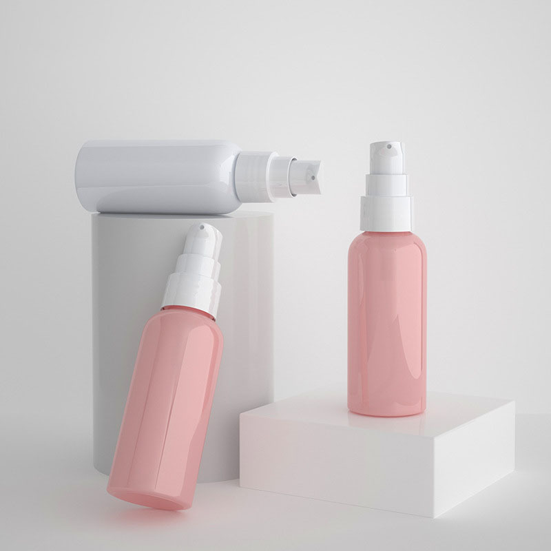 Custom clear PET Bottle with Pump Cosmetic Skincare Round Printing 50ml Lotion Bottle