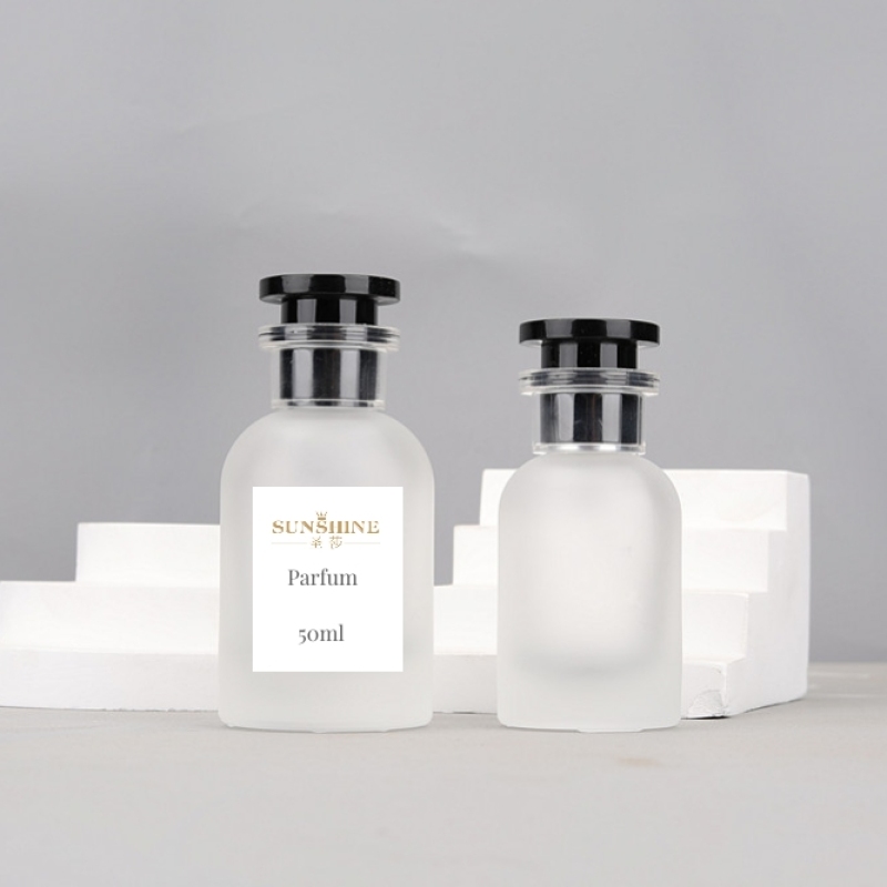 Vintage Empty Refillable 30ml Round Shape Frosted Glass Perfume Spray Bottle 50 ml with Customized Boxes