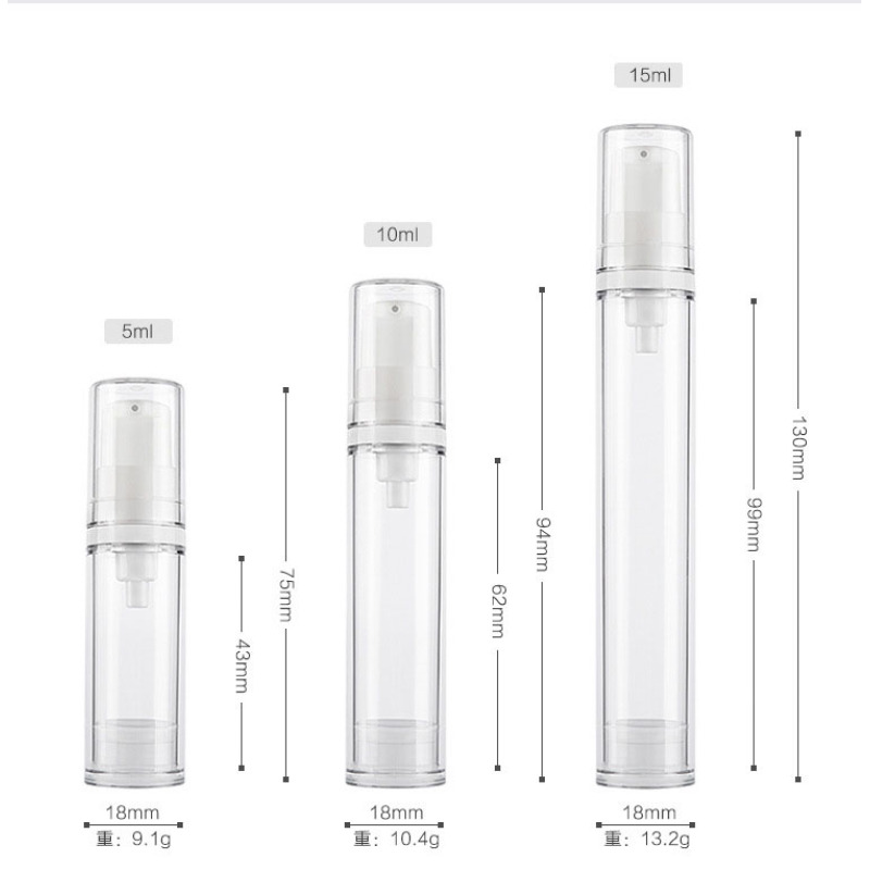 Airless 5ml 10ml 15ml Cheap Pump Spray Bottle Round Plastic Pump Bottle for Lotion
