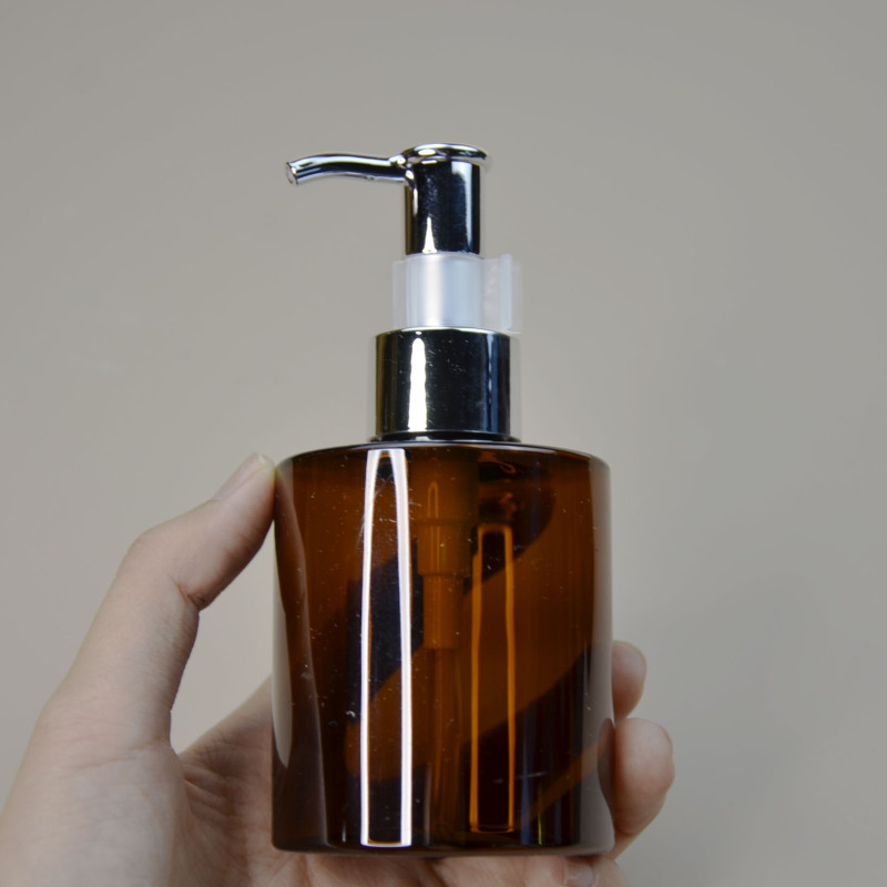 150ml 200ml brown PET plastic Shampoo Bottle Hair Oil Bottle amber Skincare Packaging With black gold silver Lotion Pumpmp
